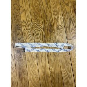 Y2K Braided Woven D Ring Belt White Blue Fabric Casual Coastal Summer Belt SZ 14